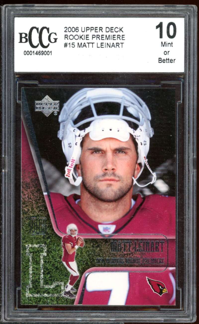 Matt Leinart Rookie Card 2006 Upper Deck Rookie Premiere #15 BGS BCCG 10 Image 1