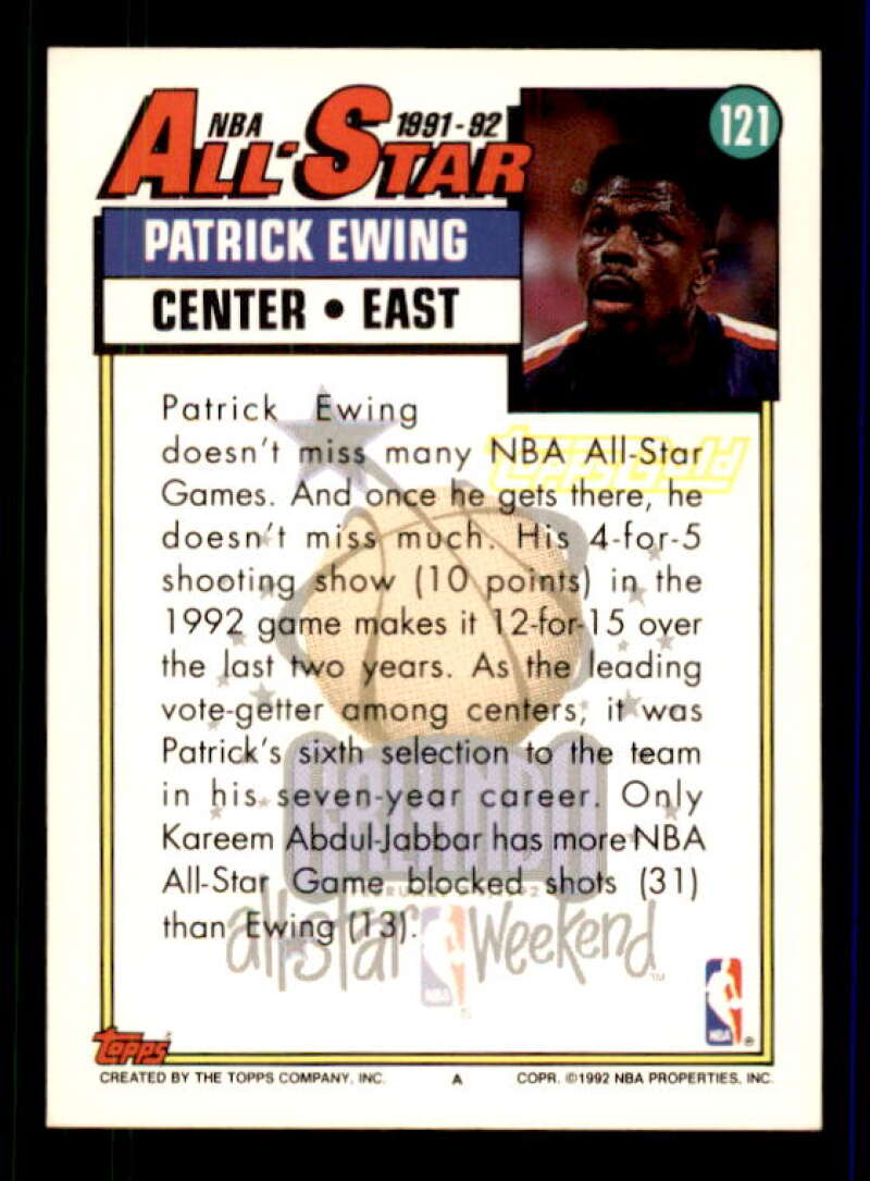 Patrick Ewing AS Card 1992-93 Topps Gold #121 Image 2