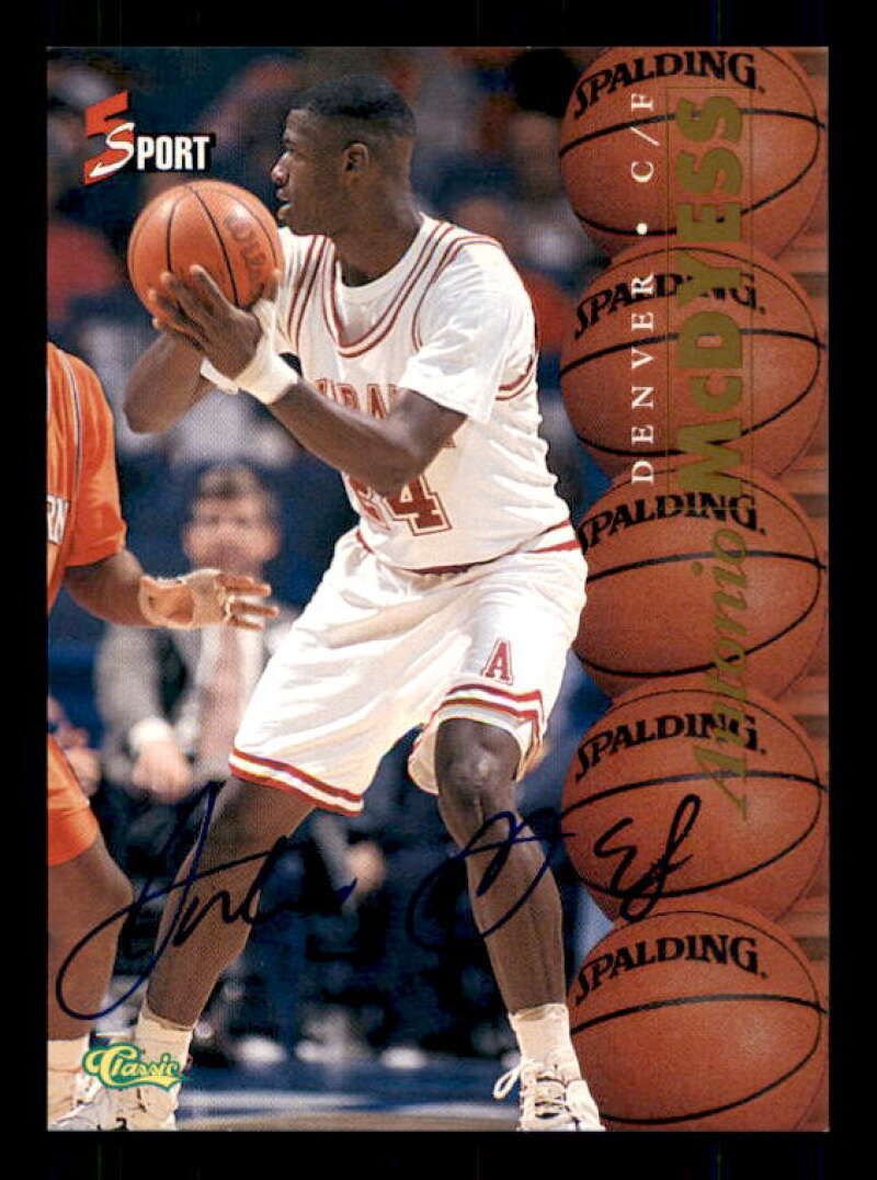 Antonio McDyess Rookie SP Card 1995 Classic Five Sport Autographs #2 Image 1