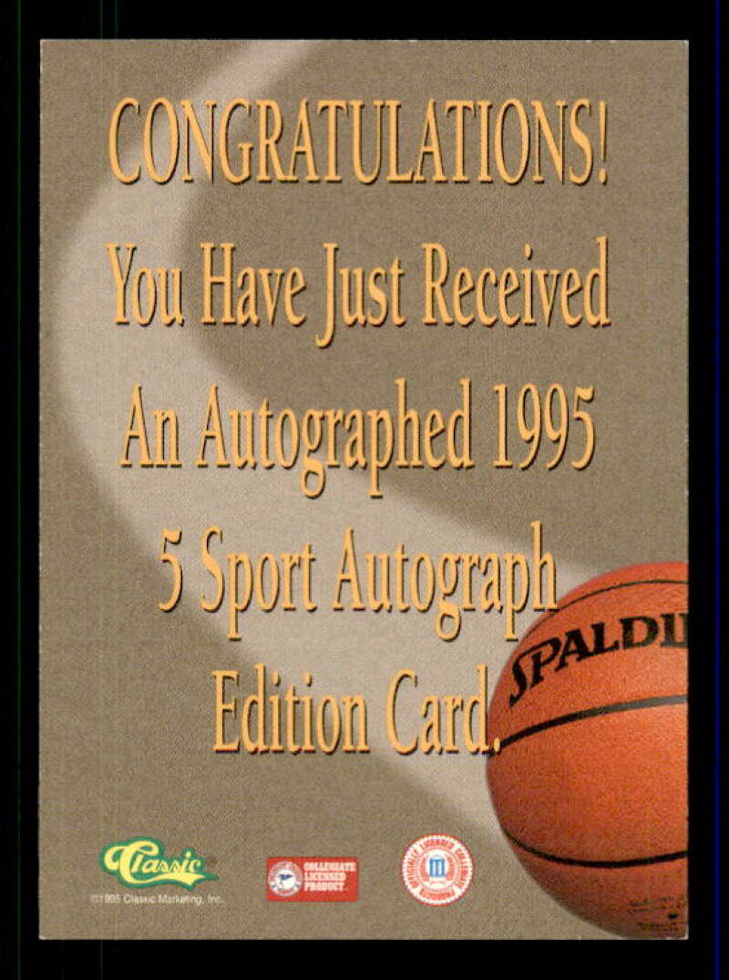 Antonio McDyess Rookie SP Card 1995 Classic Five Sport Autographs #2 Image 2