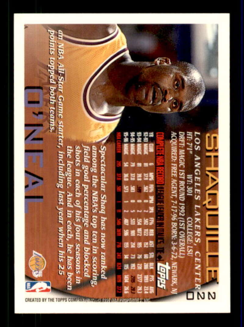 Shaquille O'Neal Card 1996-97 Topps #220 Image 2