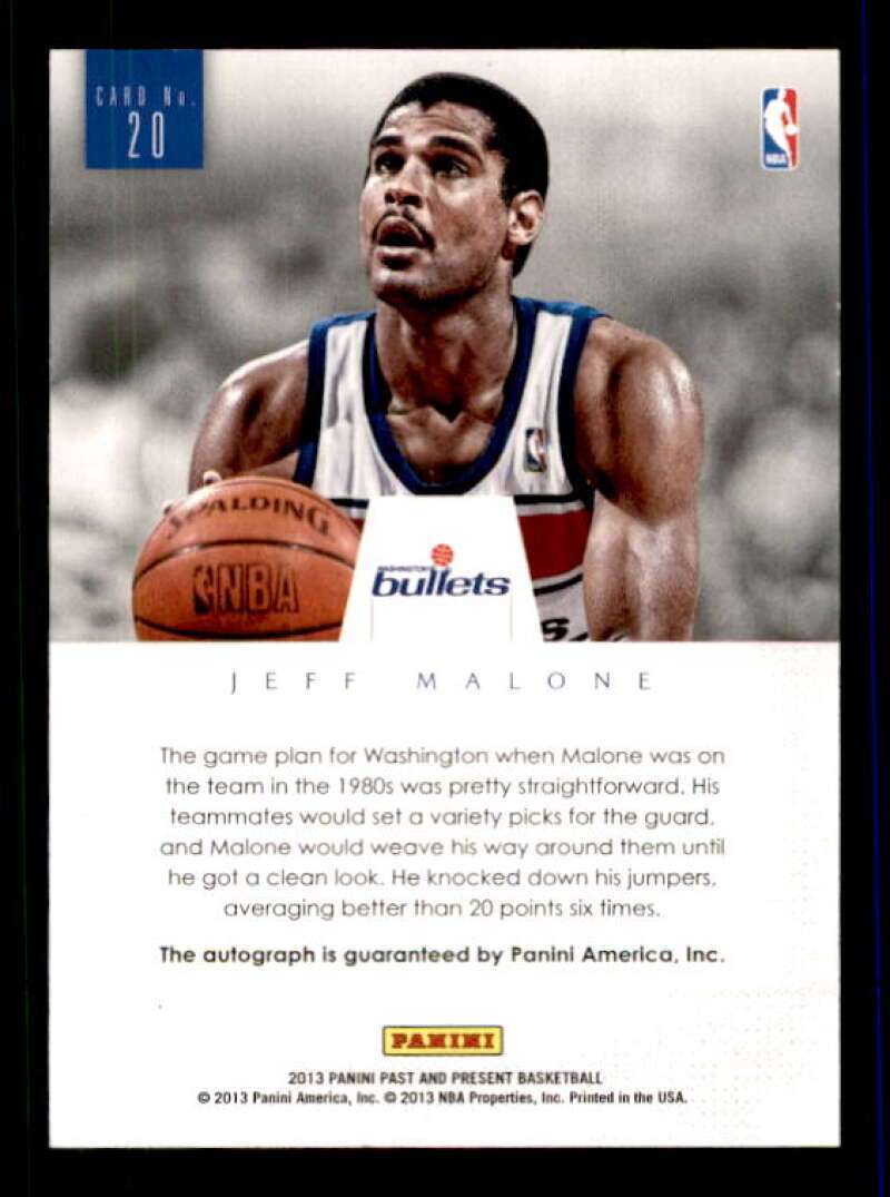 Jeff Malone Card 2012-13 Panini Past and Present Elusive Ink #20 Image 2