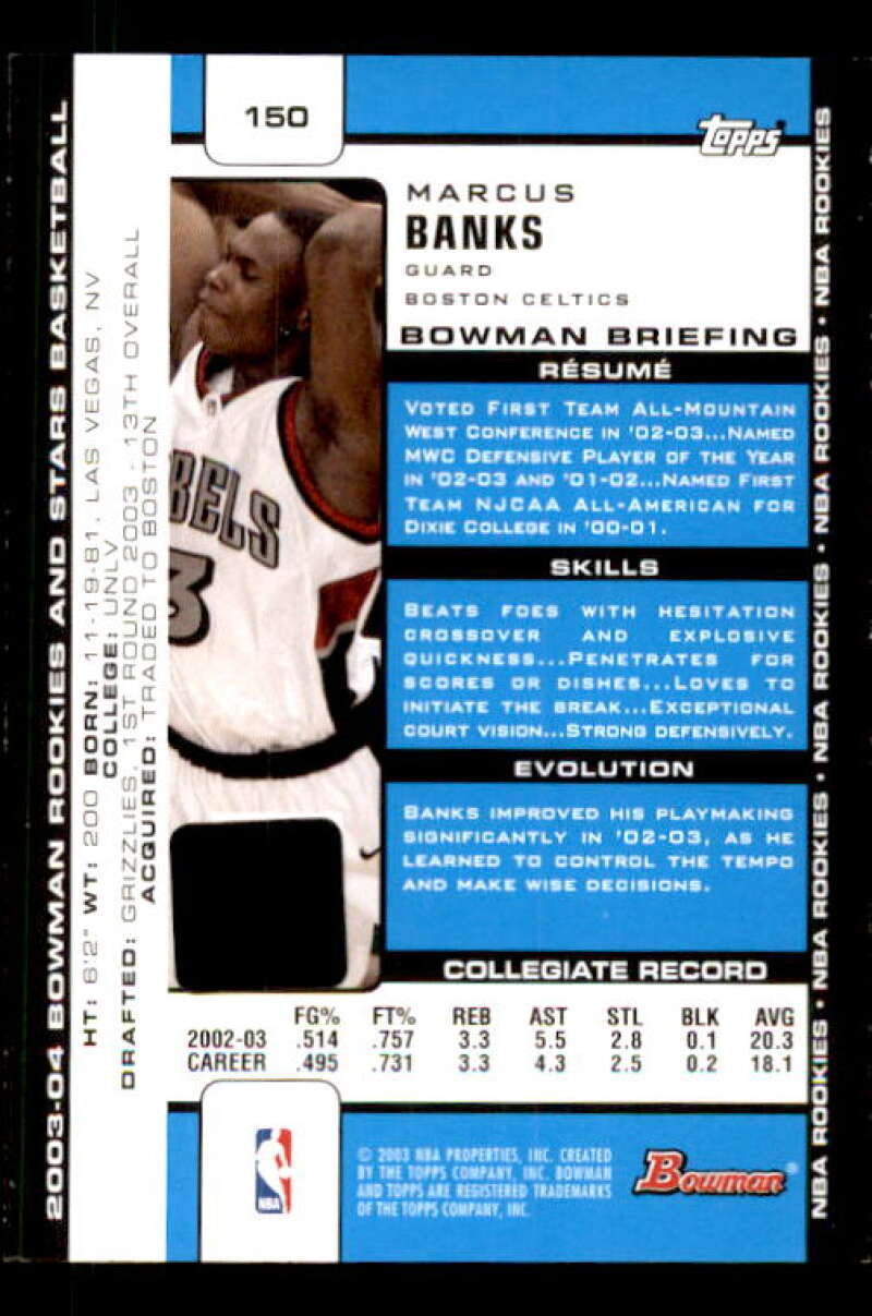 Marcus Banks AU Rookie Card 2003-04 Bowman #150 Image 2