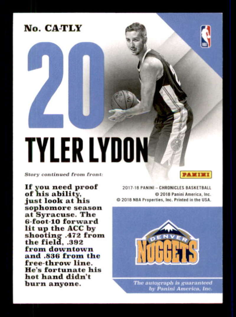 Tyler Lydon Card 2017-18 Panini Chronicles Autographs Red #50 Image 2