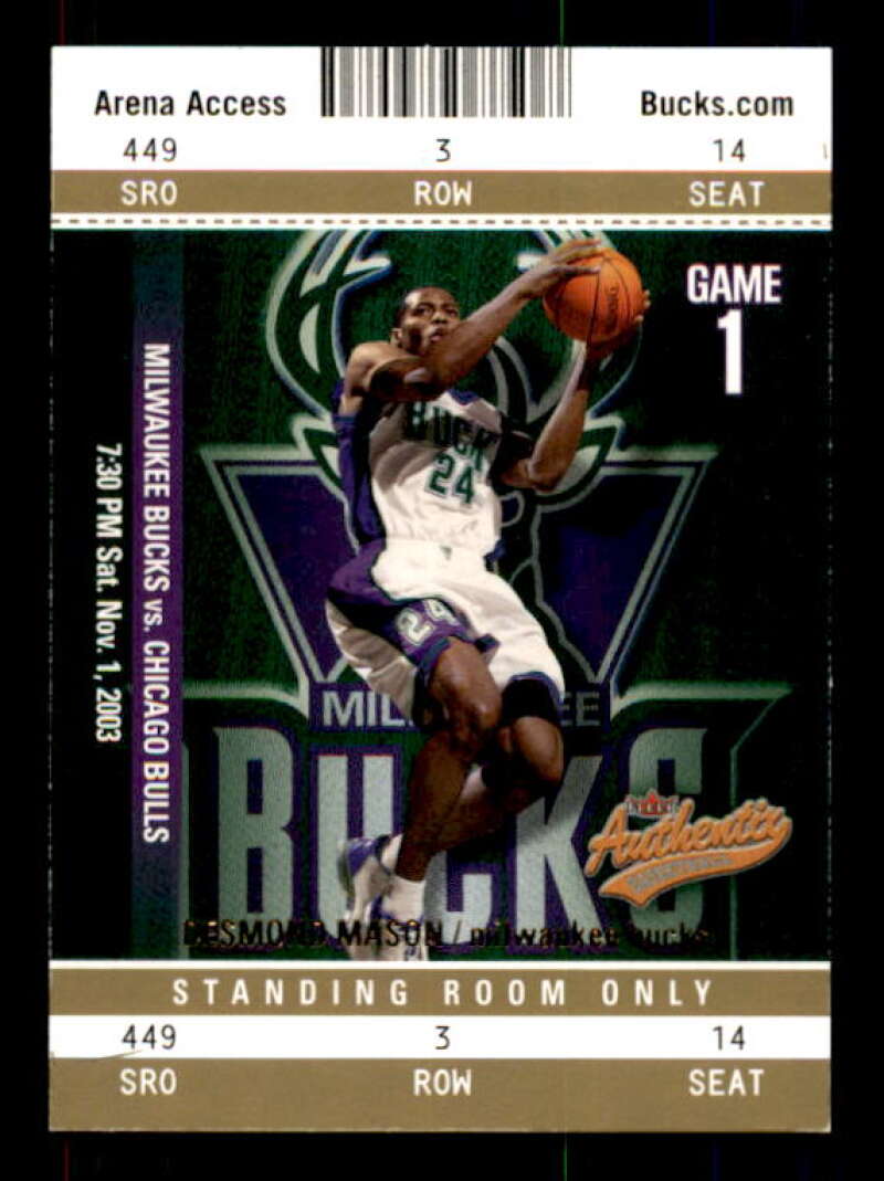 Desmond Mason Card 2003-04 Fleer Authentix Standing Room Only #22 Image 1