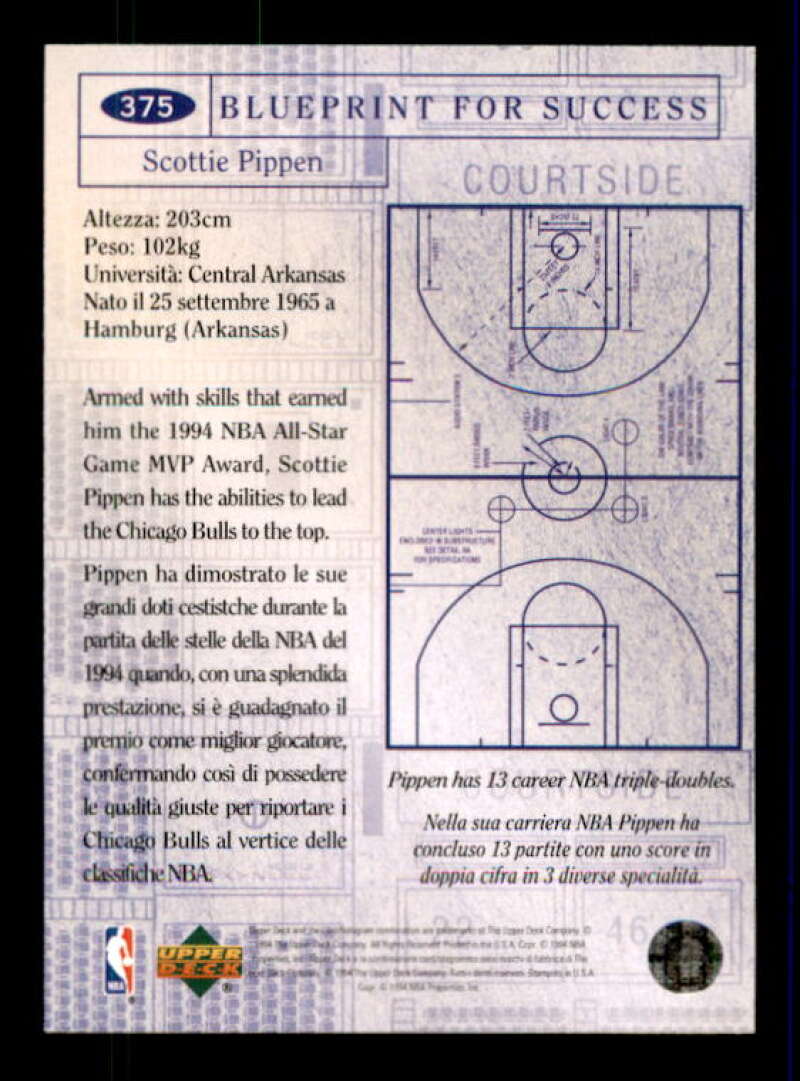 Scottie Pippen BP Card 1994-95 Collector's Choice International Gold #375 Image 2