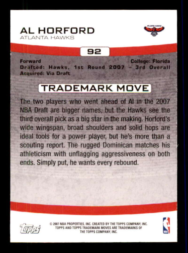 Al Horford Rookie Card 2007-08 Topps Trademark Moves #92 Image 2