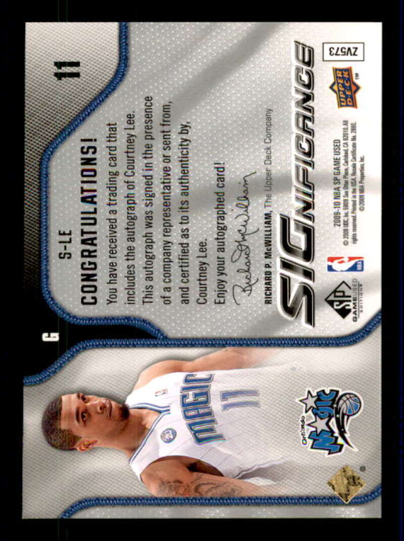 Courtney Lee Card 2009-10 SP Game Used SIGnificance #SLE Image 2