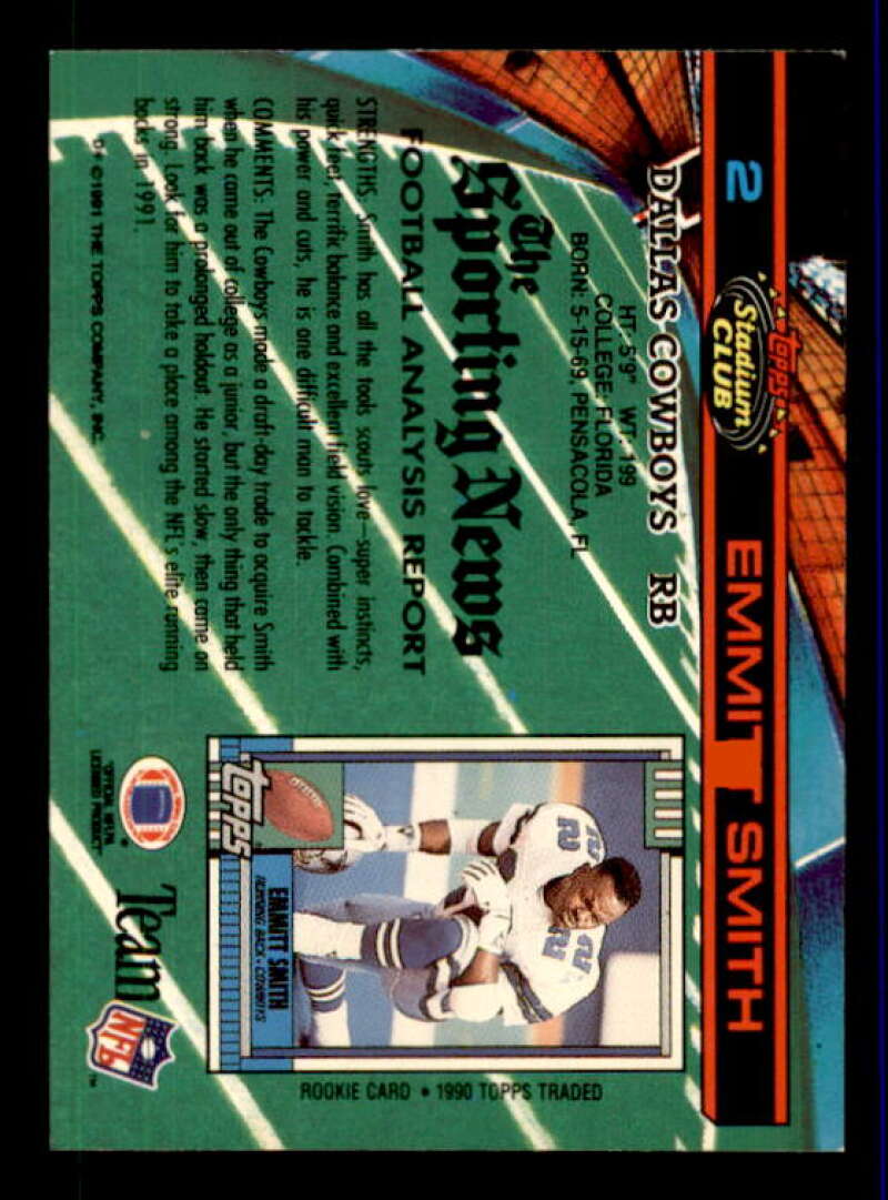 Emmitt Smith Card 1991 Stadium Club #2 Image 2