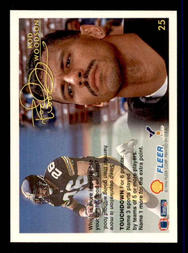 Rod Woodson Card 1994 FACT Fleer Shell #25 Image 2