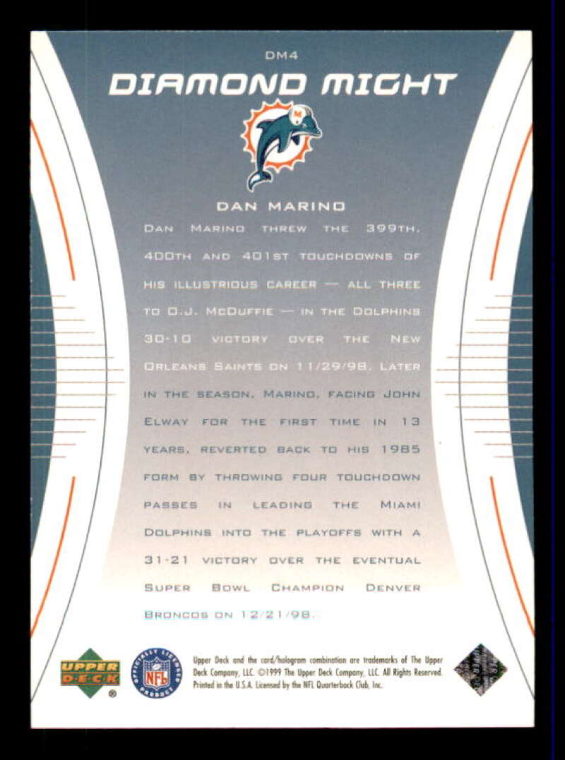 Dan Marino Card 1999 Black Diamond Might #DM4 Image 2