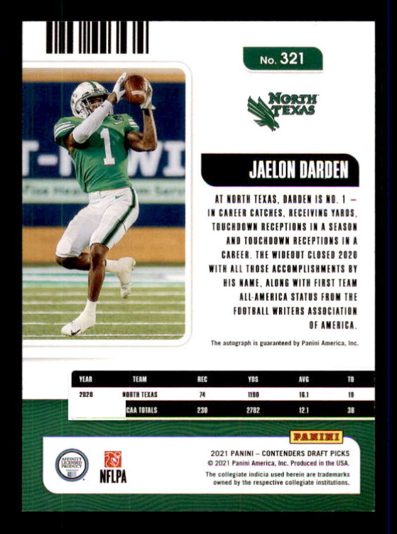 Jaelon Darden AU Rookie Card 2021 Panini Contenders Draft Picks #321 Image 2