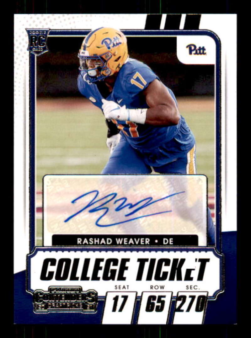 Rashad Weaver AU Rookie Card 2021 Panini Contenders Draft Picks #228 Image 1