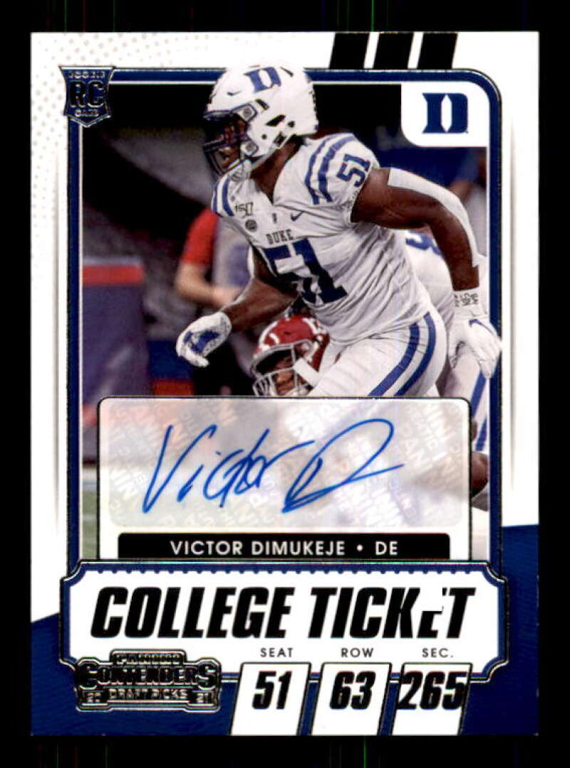 Victor Dimukeje AU Rookie Card 2021 Panini Contenders Draft Picks #317 Image 1