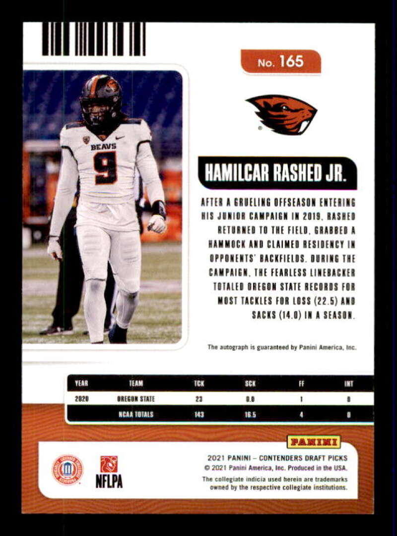 Hamilcar Rashed Jr. AU Rookie Card 2021 Panini Contenders Draft Picks #165 Image 2