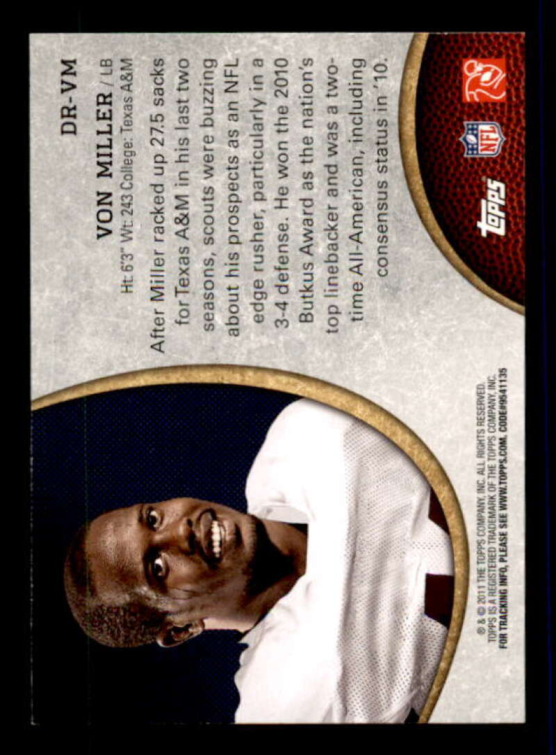 Von Miller Rookie Card 2011 Topps Rising Rookies NFL Draft #DRVM Image 2