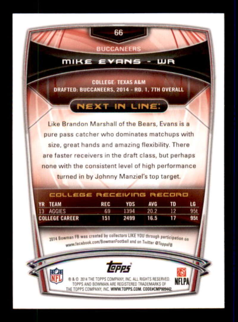 Mike Evans Rookie Card 2014 Bowman #R66 Image 2