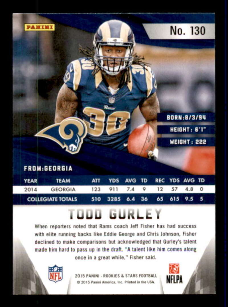 Todd Gurley Rookie Card 2015 Rookies and Stars #130 Image 2