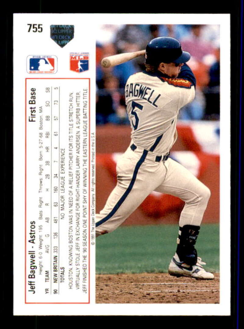 Jeff Bagwell Rookie Card 1991 Upper Deck #755 Image 2