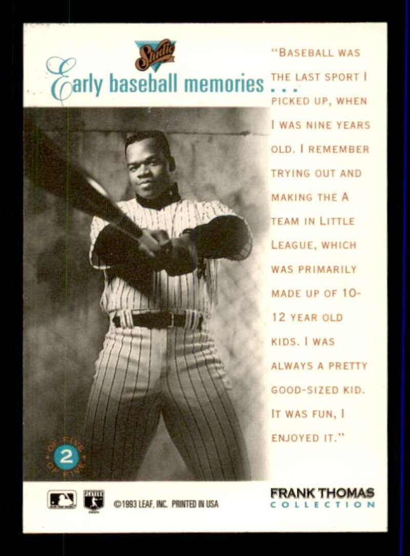 Frank Thomas/Baseball Memories Card 1993 Studio Thomas #2 Image 2
