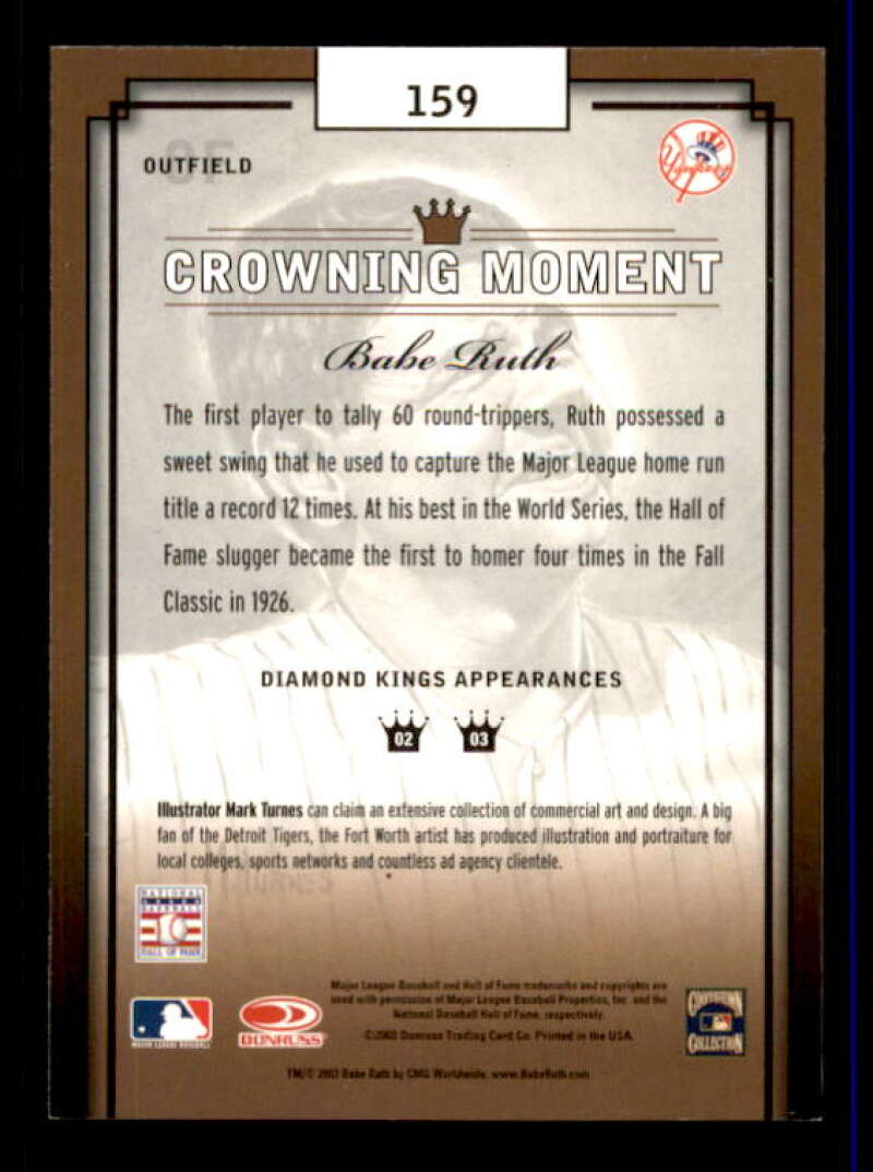 Babe Ruth RET Card 2003 Diamond Kings #159 Image 2