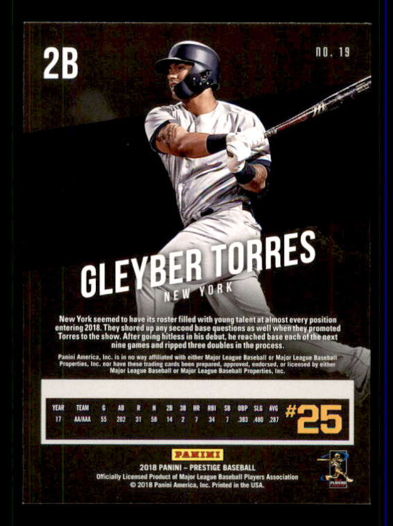 Gleyber Torres Rookie Card 2018 Prestige #19 Image 2