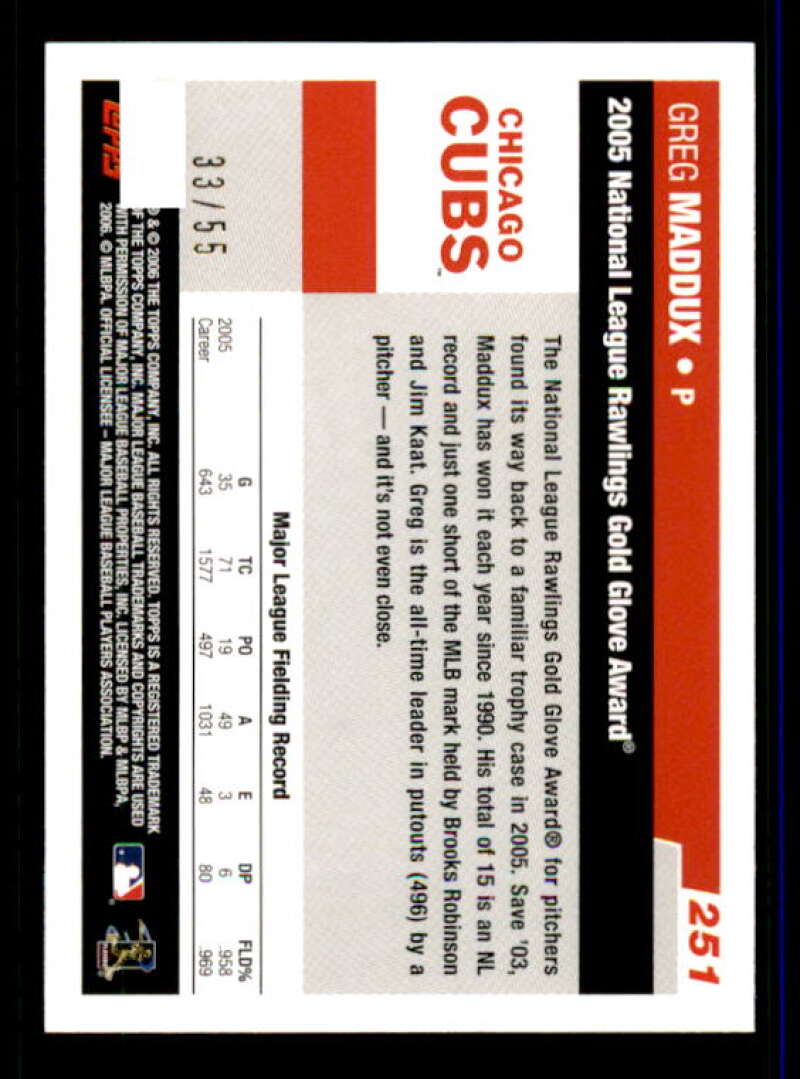 Greg Maddux GG Card 2006 Topps Black #251 Image 2