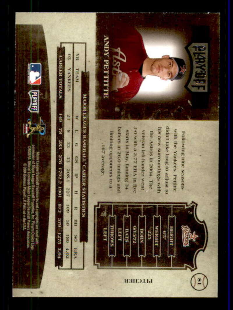 Andy Pettitte Astros Card 2004 Prime Cuts II #81 Image 2