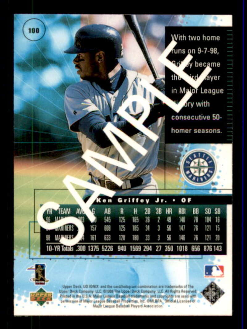 Ken Griffey Jr. Sample Card 1999 UD Ionix #S100 Image 2