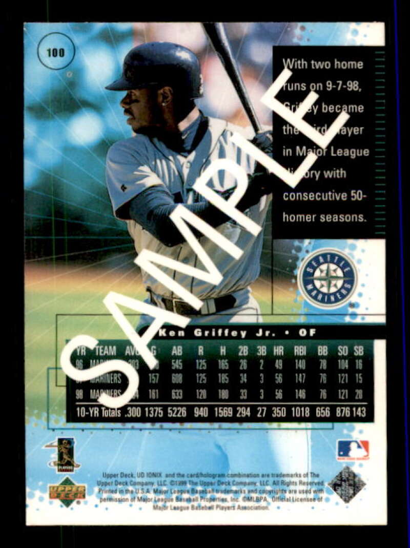 Ken Griffey Jr. Sample Card 1999 UD Ionix #S100 Image 2