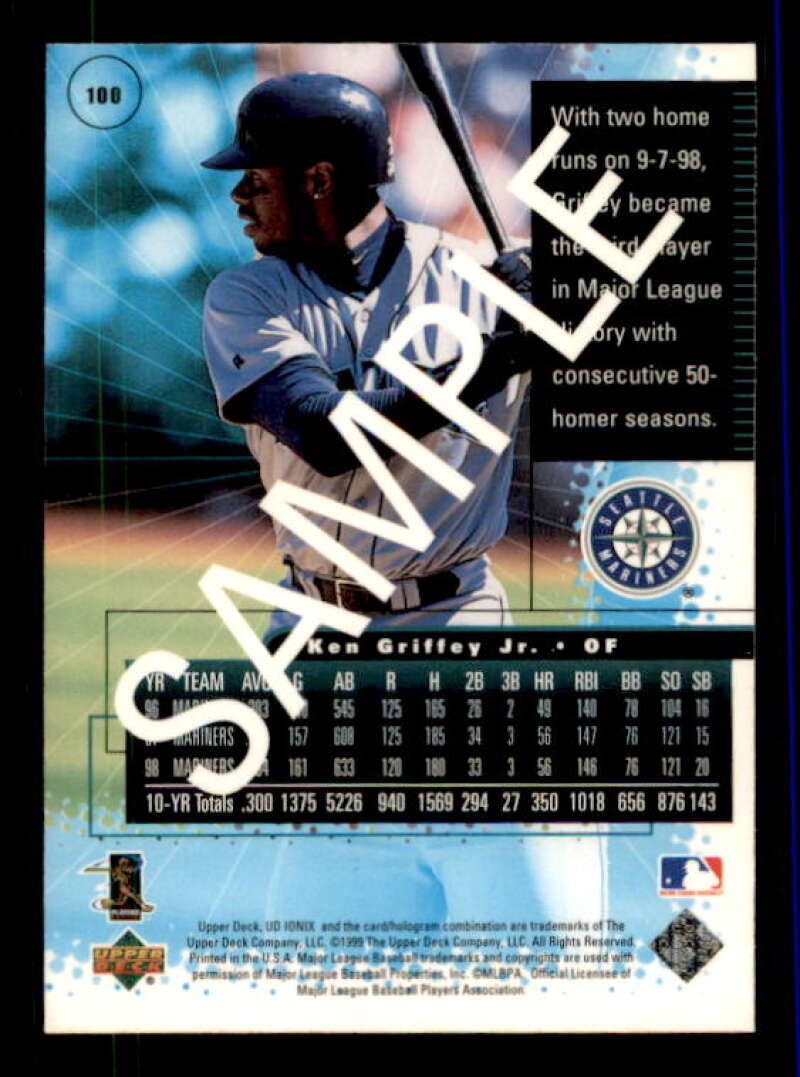 Ken Griffey Jr. Sample Card 1999 UD Ionix #S100 Image 2