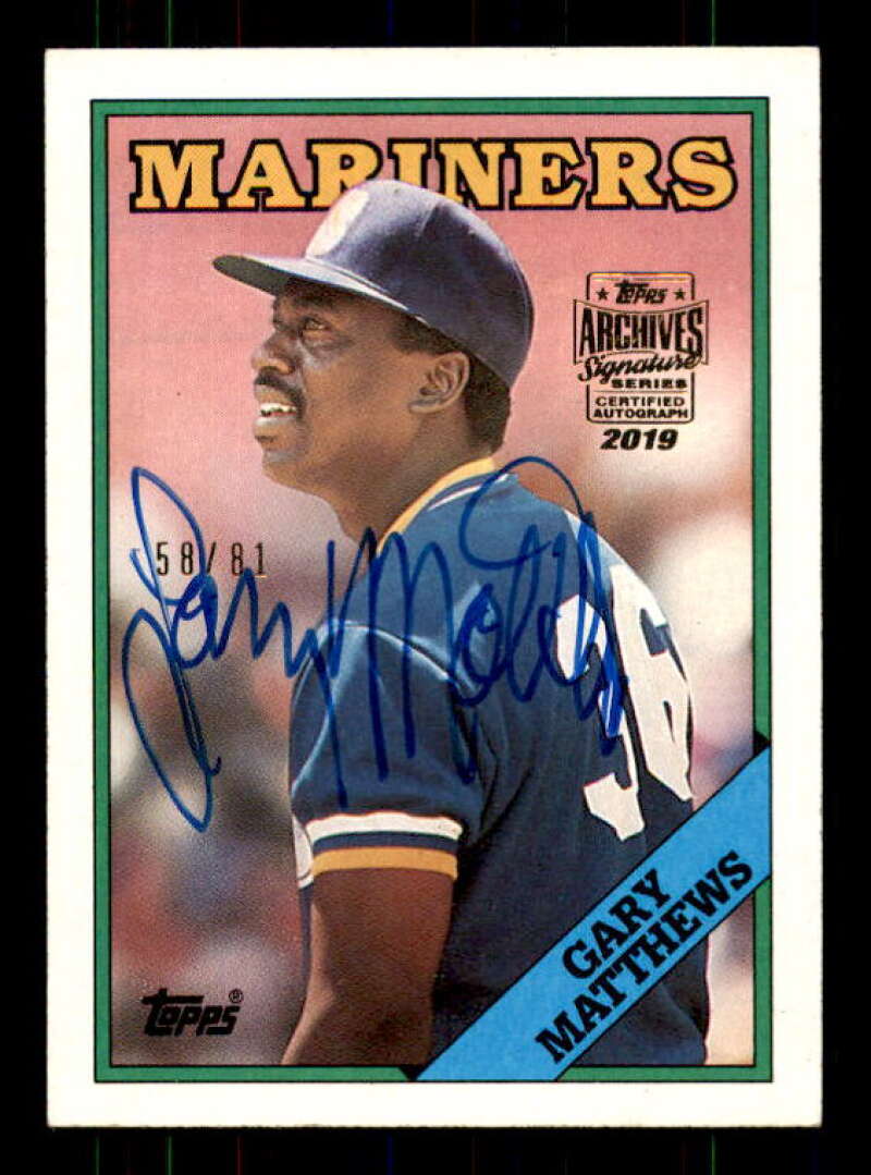 Gary Matthews Card 2019 Topps Archives Signature Series Retired Edition #1 Image 1