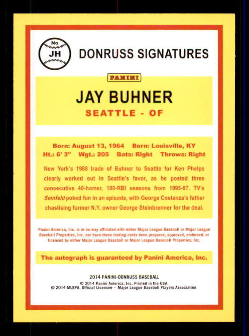 Jay Buhner Card 2014 Donruss Signatures #47 Image 2