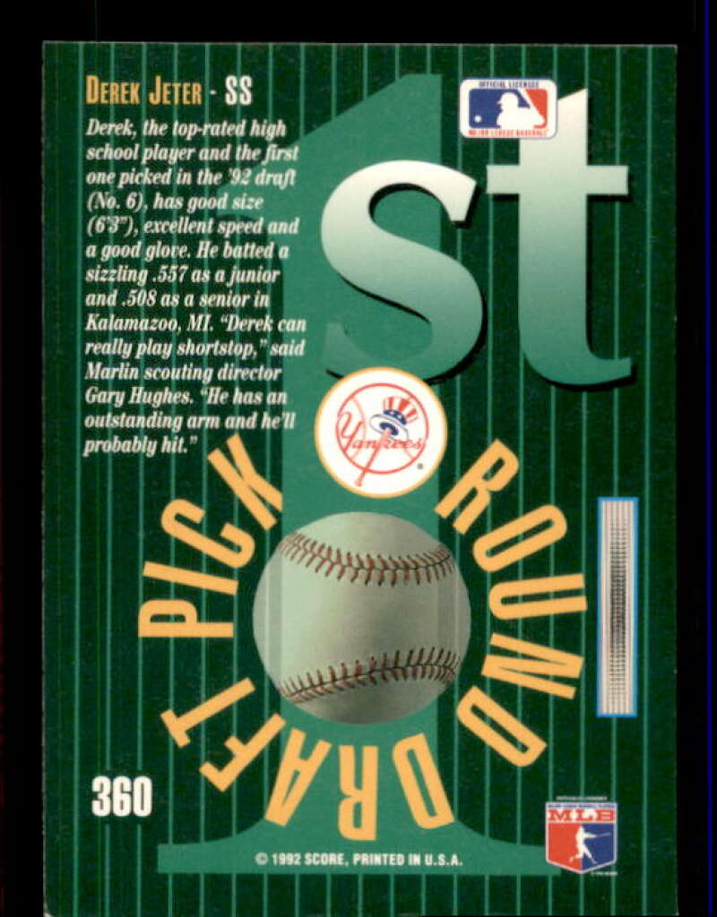Derek Jeter Rookie Card 1993 Select #360 Image 2