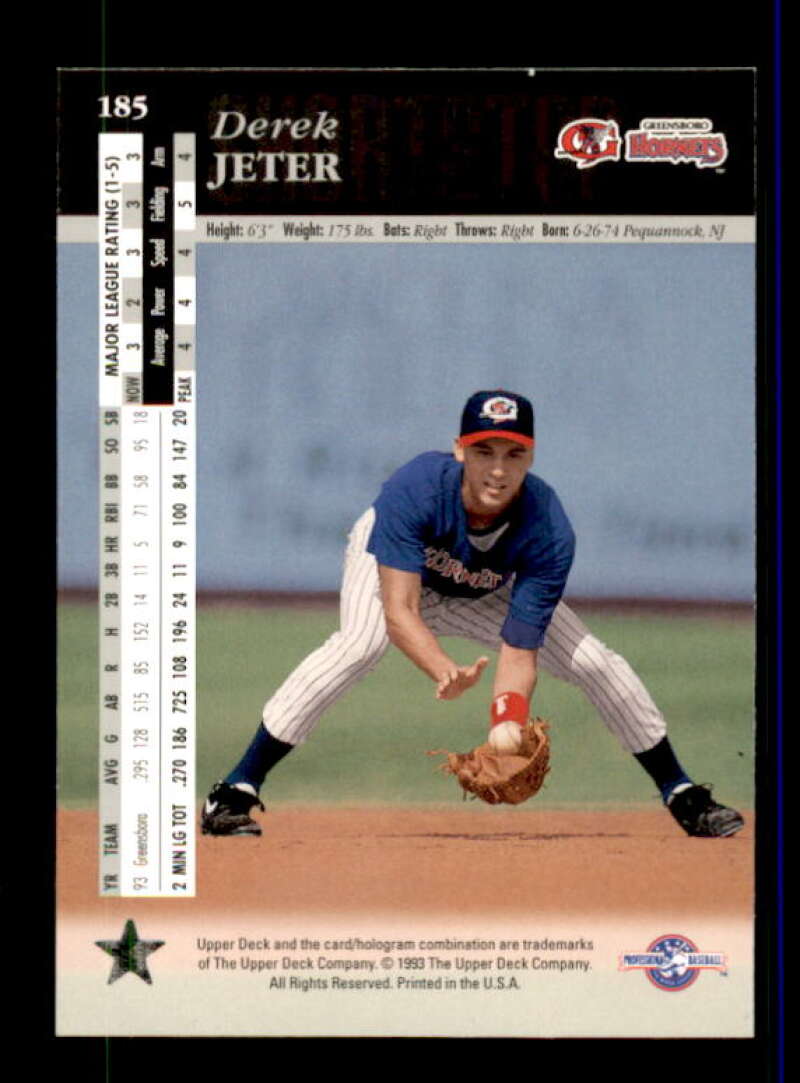 Derek Jeter Top Prospects Card 1994 Upper Deck Minors #185 Image 2