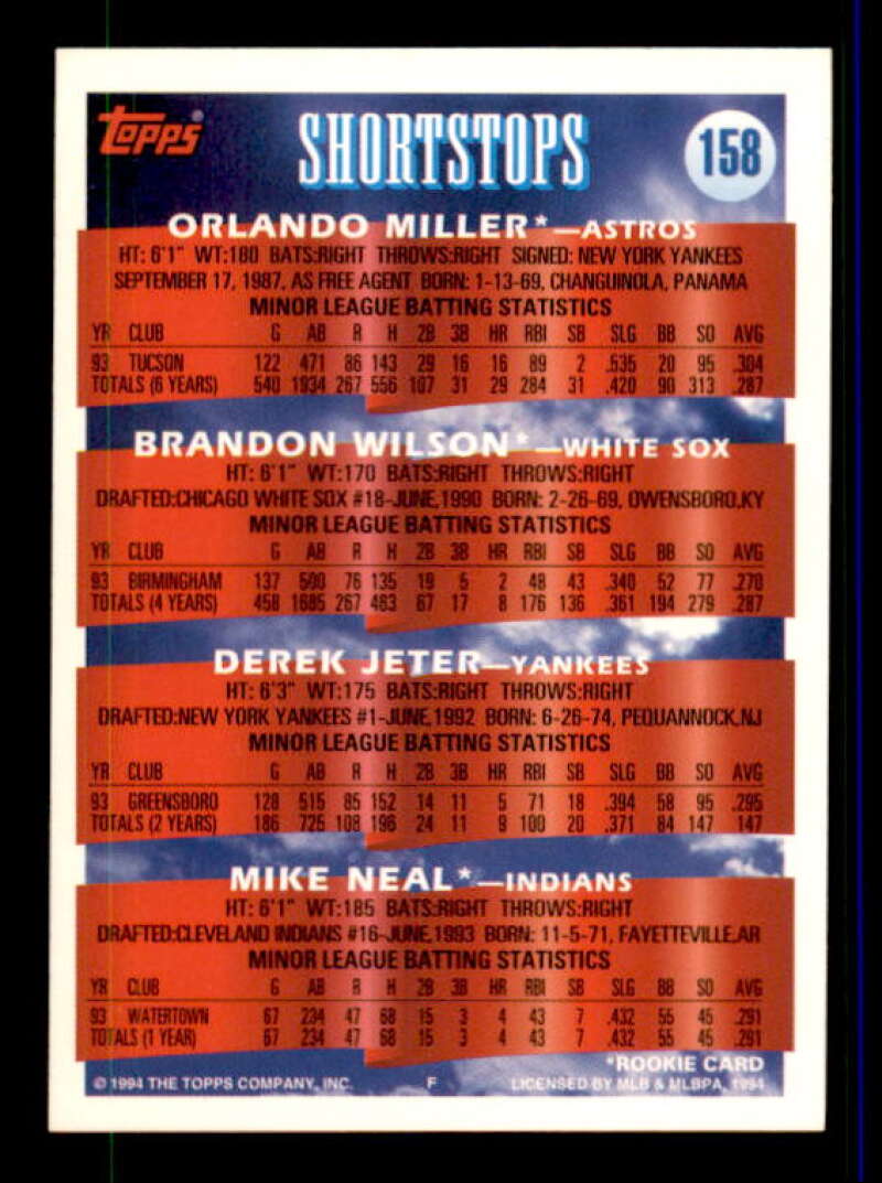 Derek Jeter Top Prospects Card 1994 Topps Gold #158 Image 2