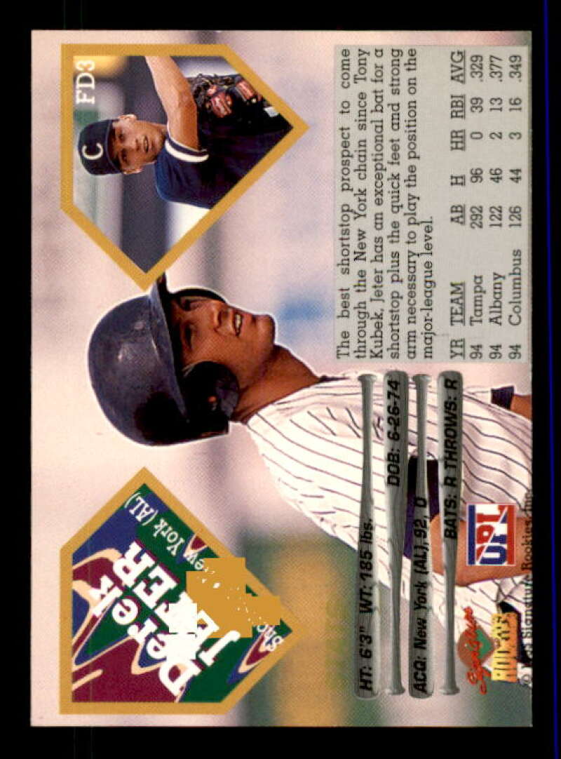 Derek Jeter Card 1995 Signature Rookies Future Dynasty #FD3 Image 2