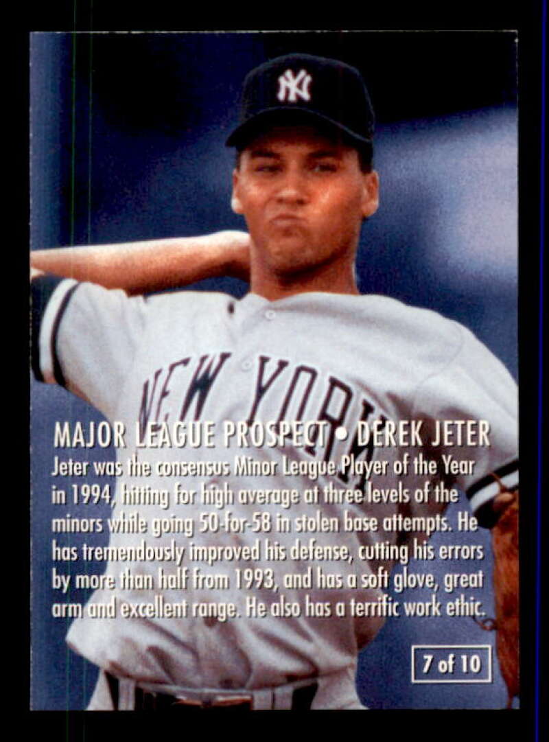 Derek Jeter Card 1995 Fleer Major League Prospects #7 Image 2