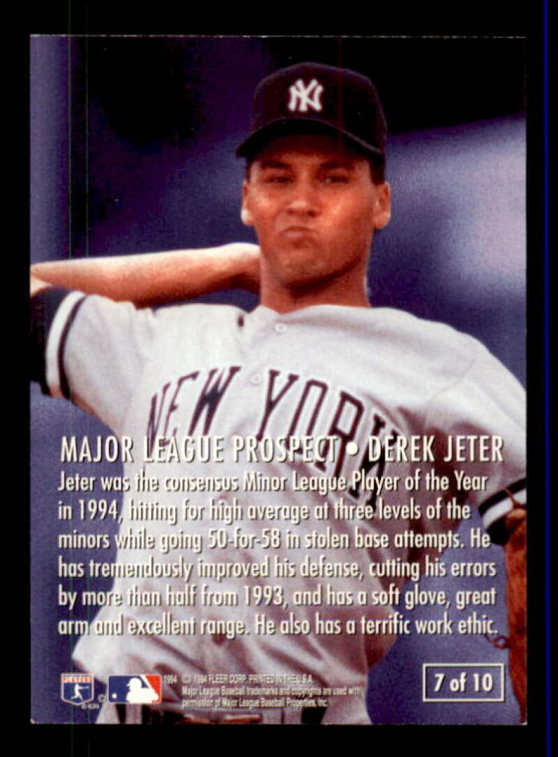 Derek Jeter Card 1995 Fleer Major League Prospects #7 Image 2