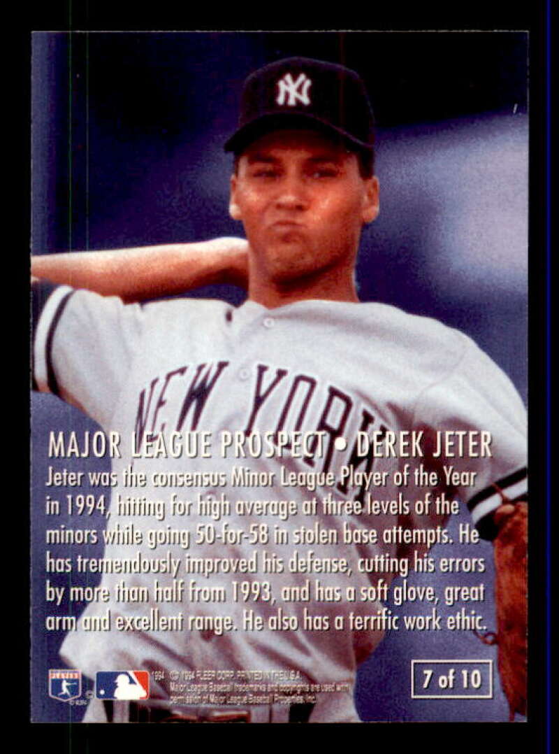 Derek Jeter Card 1995 Fleer Major League Prospects #7 Image 2