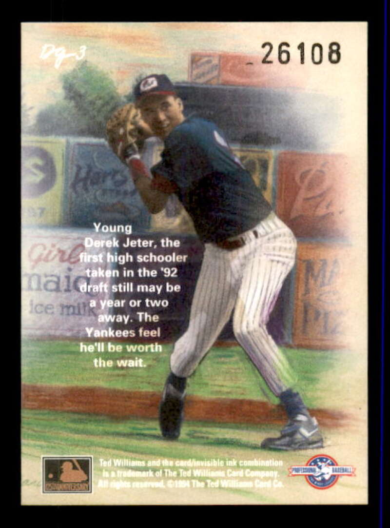 Derek Jeter Card 1994 Ted Williams Dan Gardiner Collection #DG3 Image 2