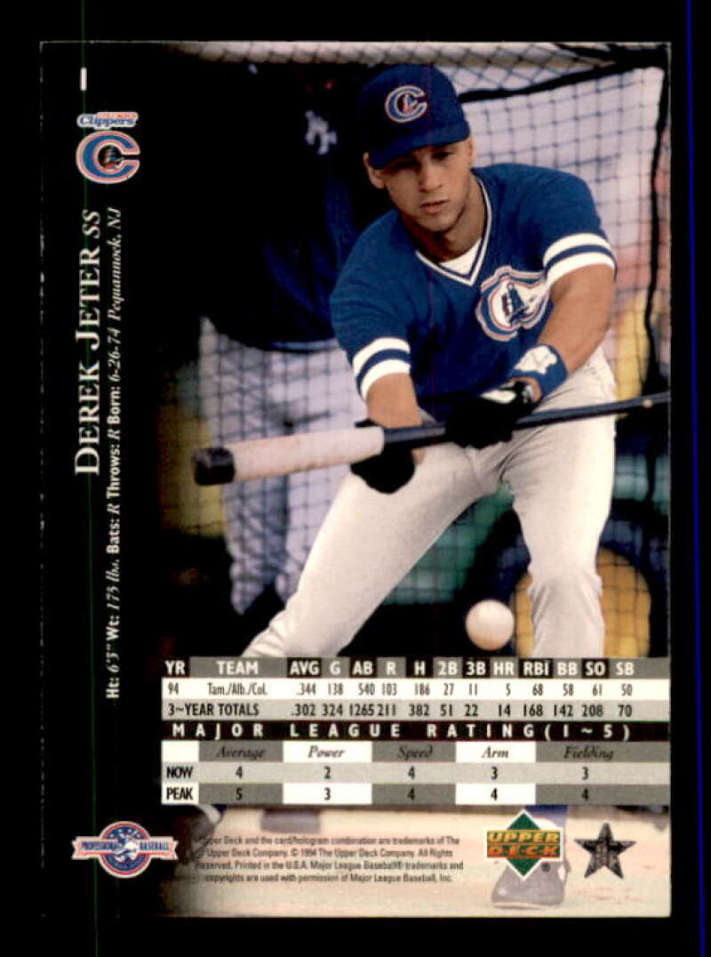 Derek Jeter Top Prospects Card 1995 Upper Deck Minors #1 Image 2