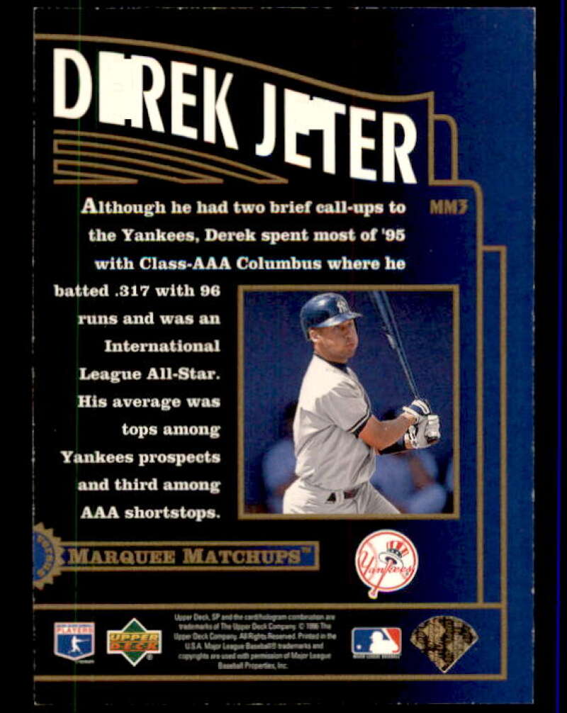 Derek Jeter Card 1996 SP Marquee Matchups #MM3 Image 2