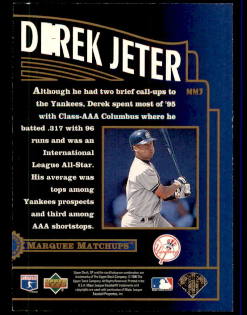 Derek Jeter Card 1996 SP Marquee Matchups #MM3 Image 2