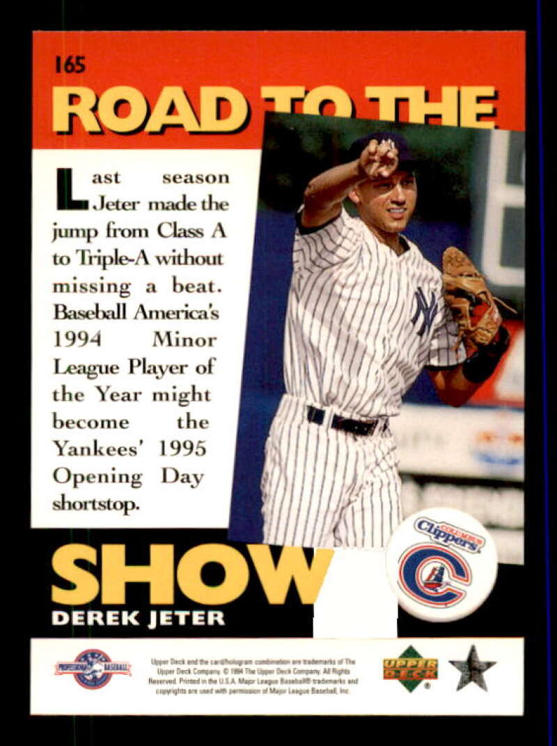 Derek Jeter RTS Card 1995 Upper Deck Minors #165 Image 2