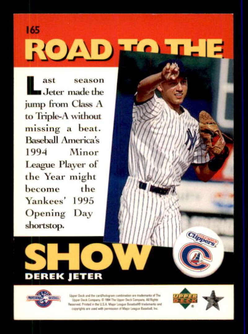 Derek Jeter RTS Card 1995 Upper Deck Minors #165 Image 2