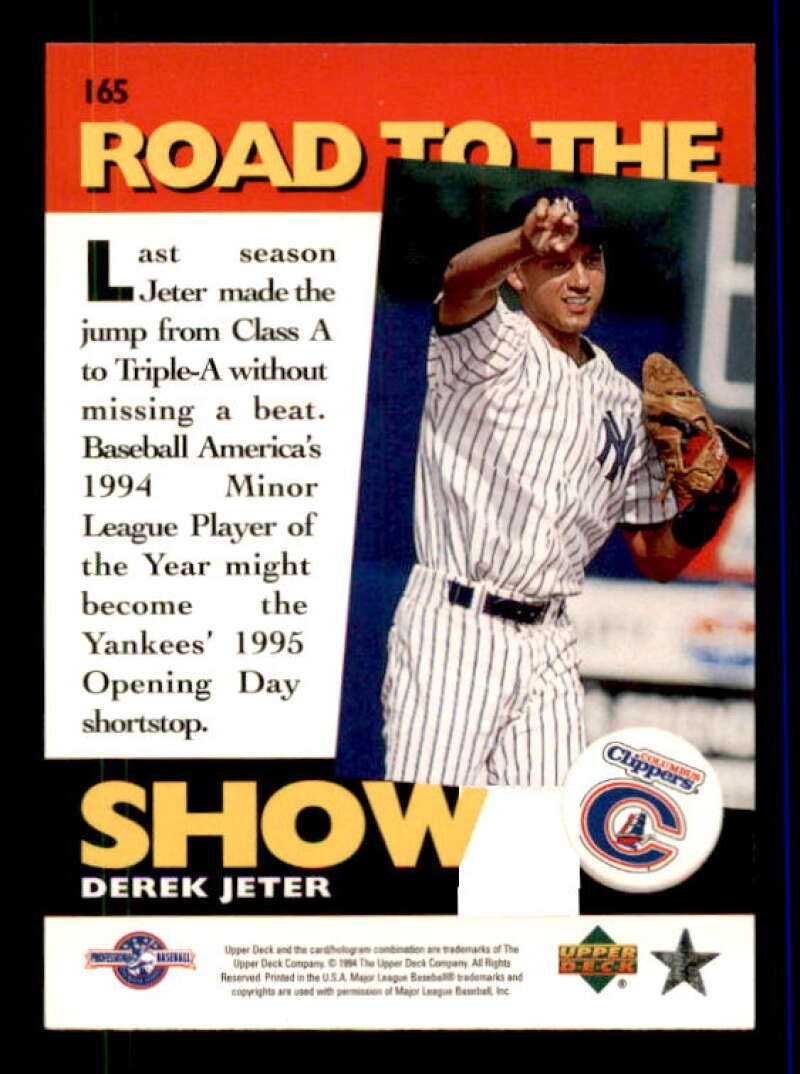 Derek Jeter RTS Card 1995 Upper Deck Minors #165 Image 2