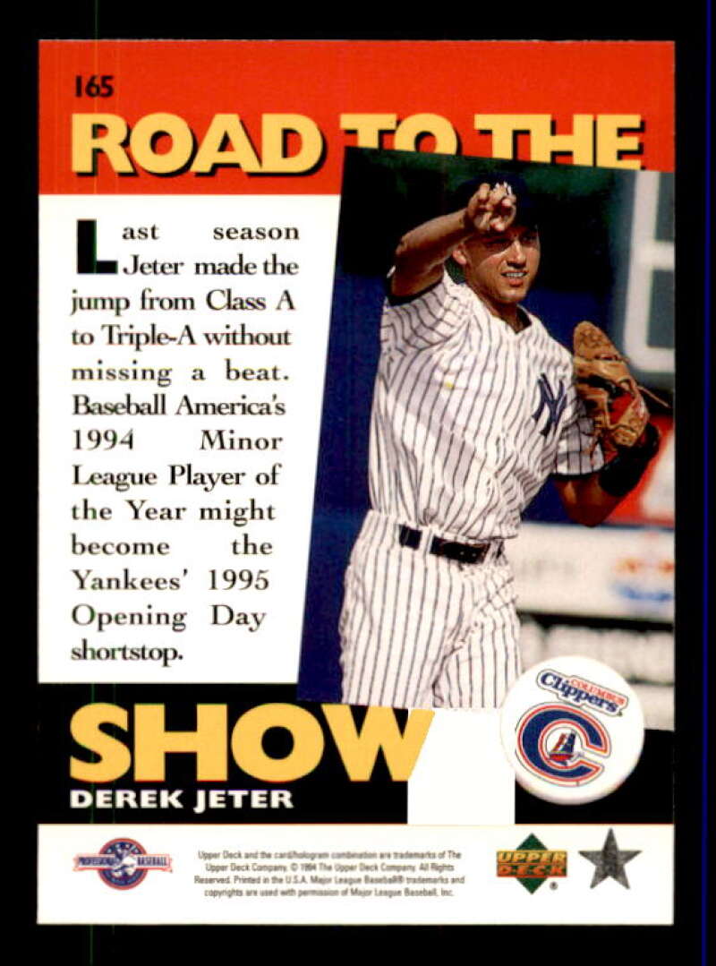 Derek Jeter RTS Card 1995 Upper Deck Minors #165 Image 2