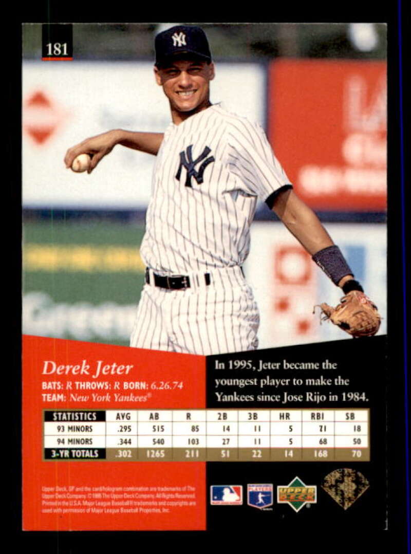 Derek Jeter Card 1995 SP #181 Image 2