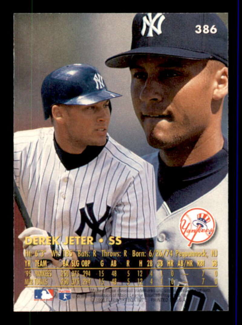 Derek Jeter Rookie Card 1996 Ultra #386 Image 2